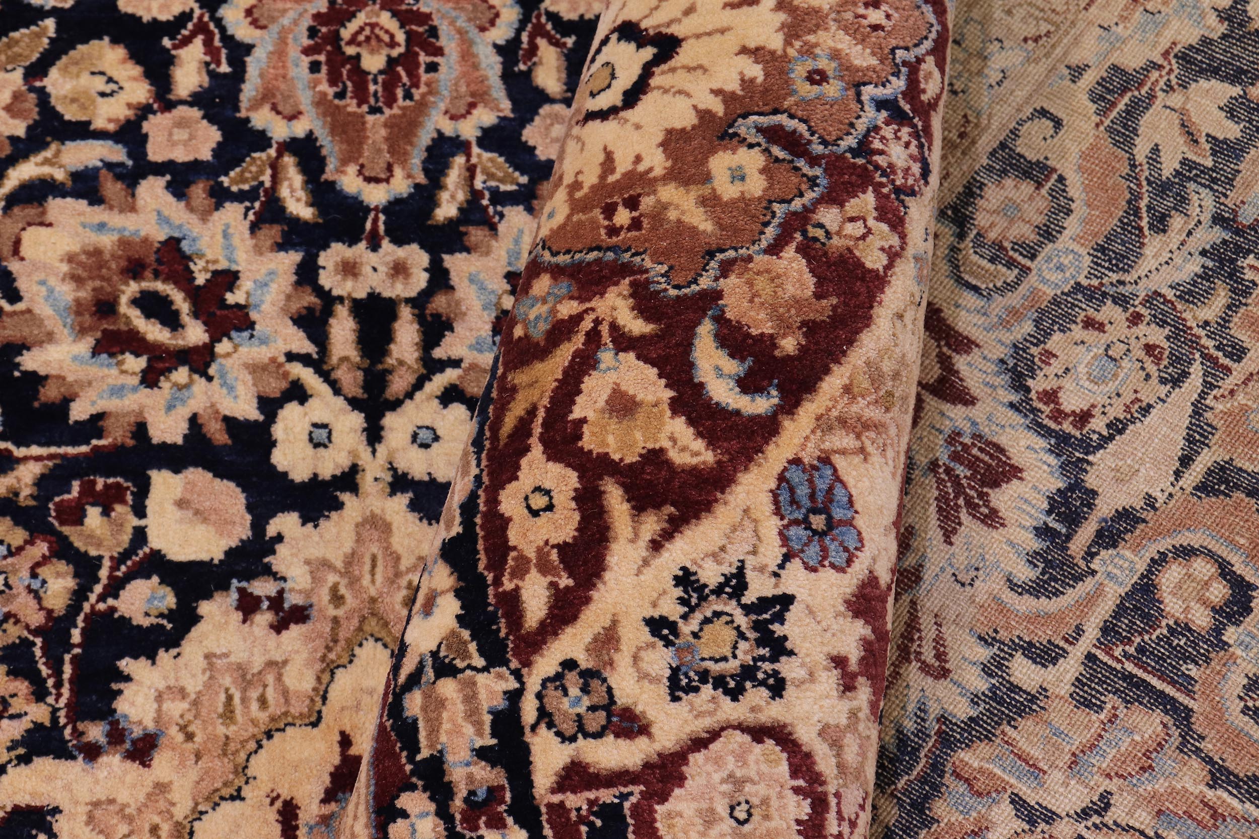 handmade Transitional Anmol Agra Drk. Blue Aubergine Hand Knotted RECTANGLE 100% WOOL area rug 6 x 9