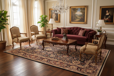 handmade Transitional Anmol Agra Drk. Blue Aubergine Hand Knotted RECTANGLE 100% WOOL area rug 6 x 9