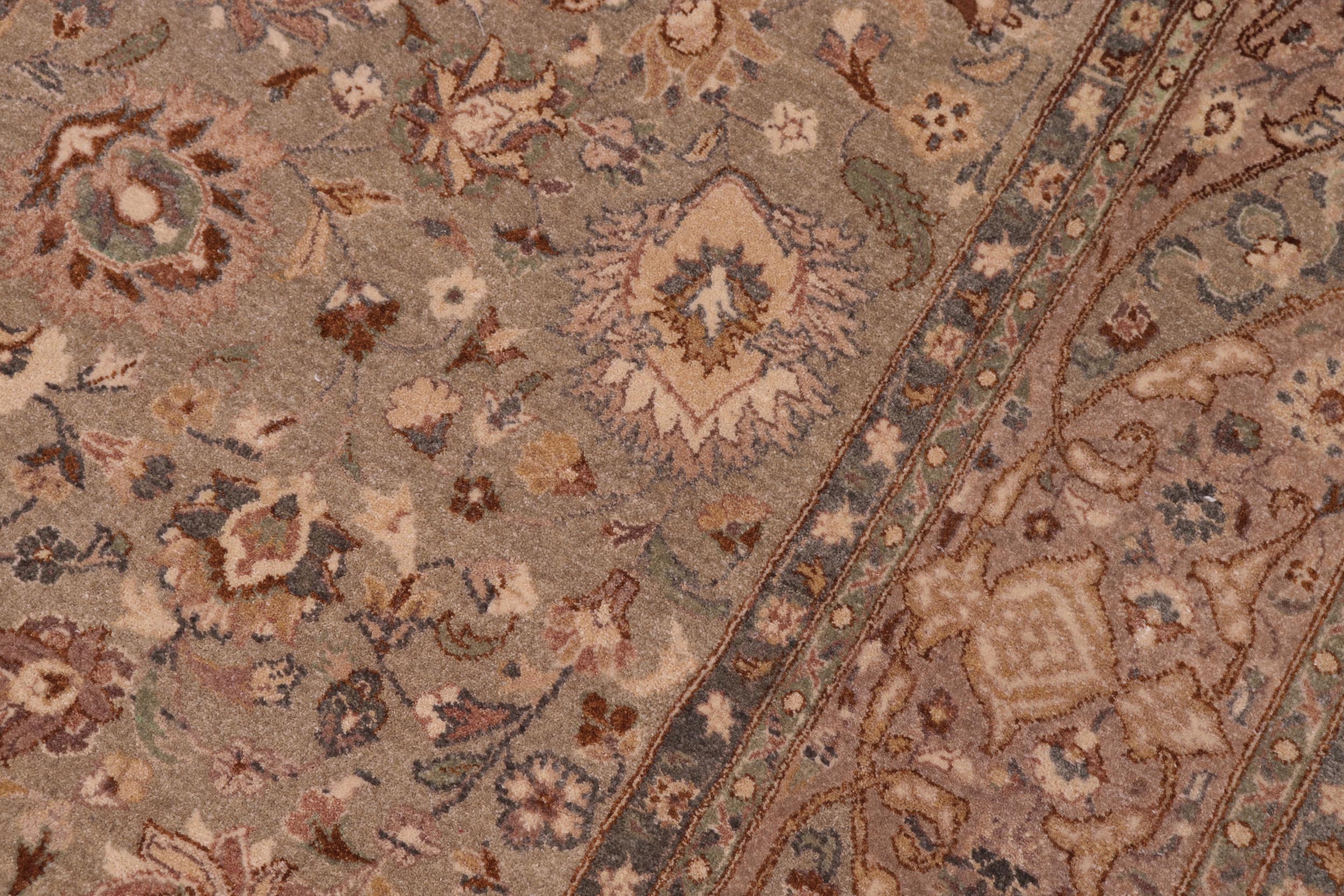 handmade Transitional Kashan Lt. Green Tan Hand Knotted RECTANGLE 100% WOOL area rug 6 x 9