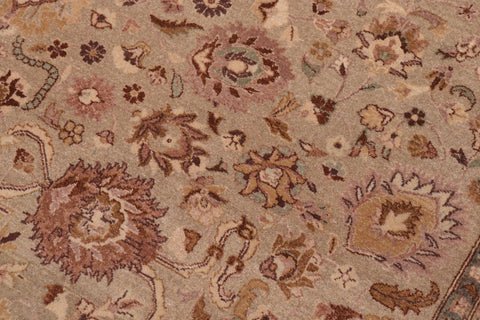 handmade Transitional Kashan Lt. Green Tan Hand Knotted RECTANGLE 100% WOOL area rug 6 x 9