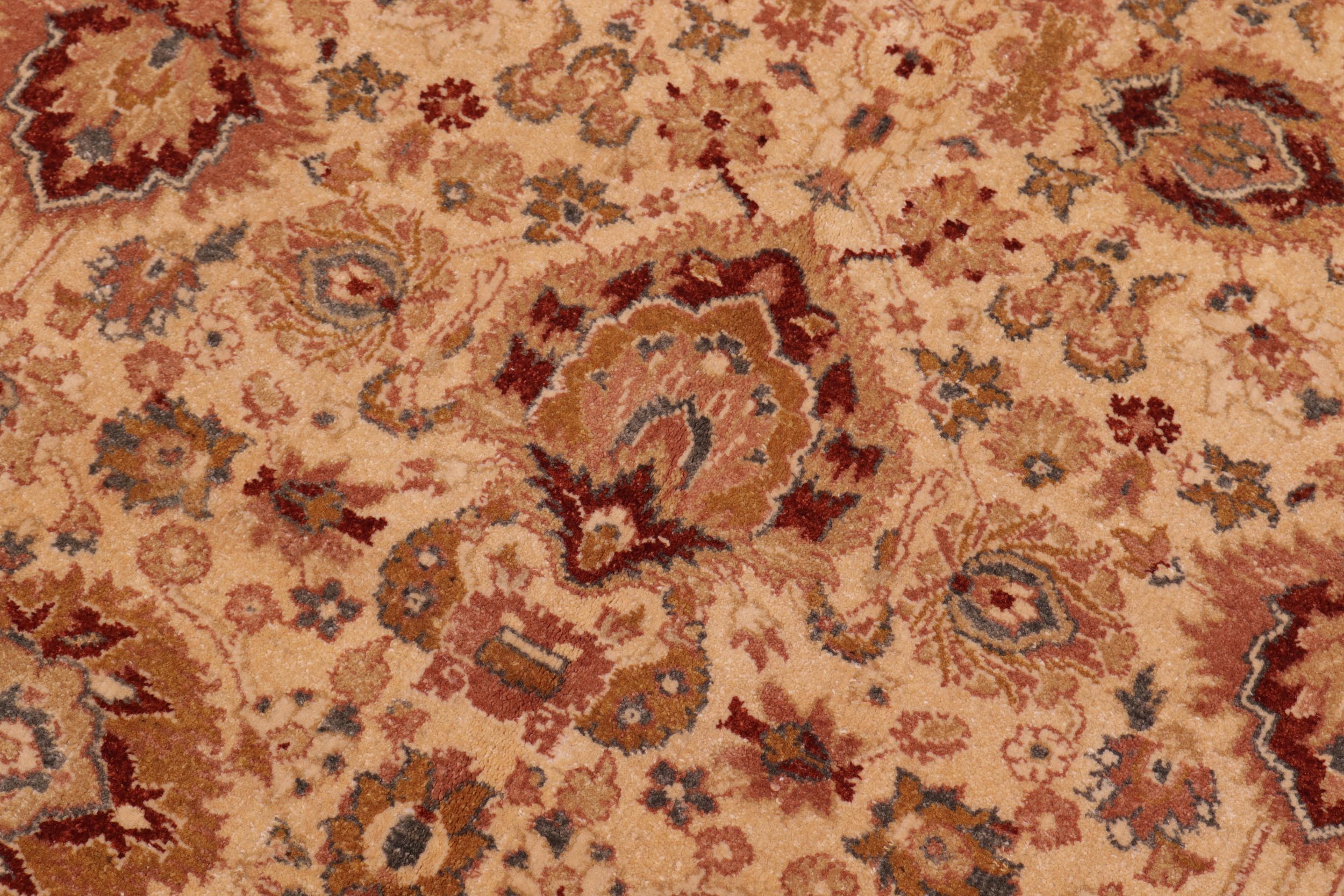 handmade Traditional Lahore Gold Lt. Green Hand Knotted RECTANGLE 100% WOOL area rug 6' x 9'