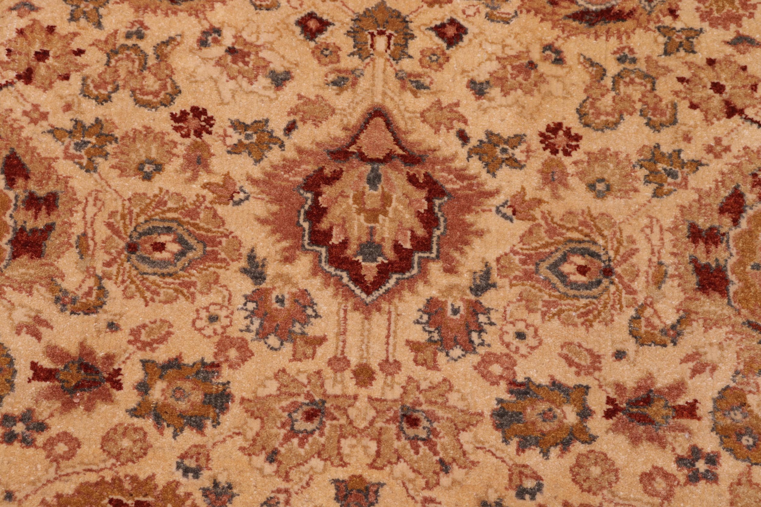 handmade Traditional Lahore Gold Lt. Green Hand Knotted RECTANGLE 100% WOOL area rug 6' x 9'