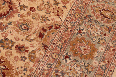 handmade Traditional Lahore Gold Lt. Green Hand Knotted RECTANGLE 100% WOOL area rug 6' x 9'