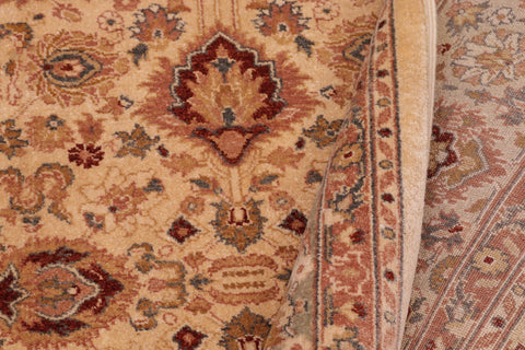 handmade Traditional Lahore Gold Lt. Green Hand Knotted RECTANGLE 100% WOOL area rug 6' x 9'