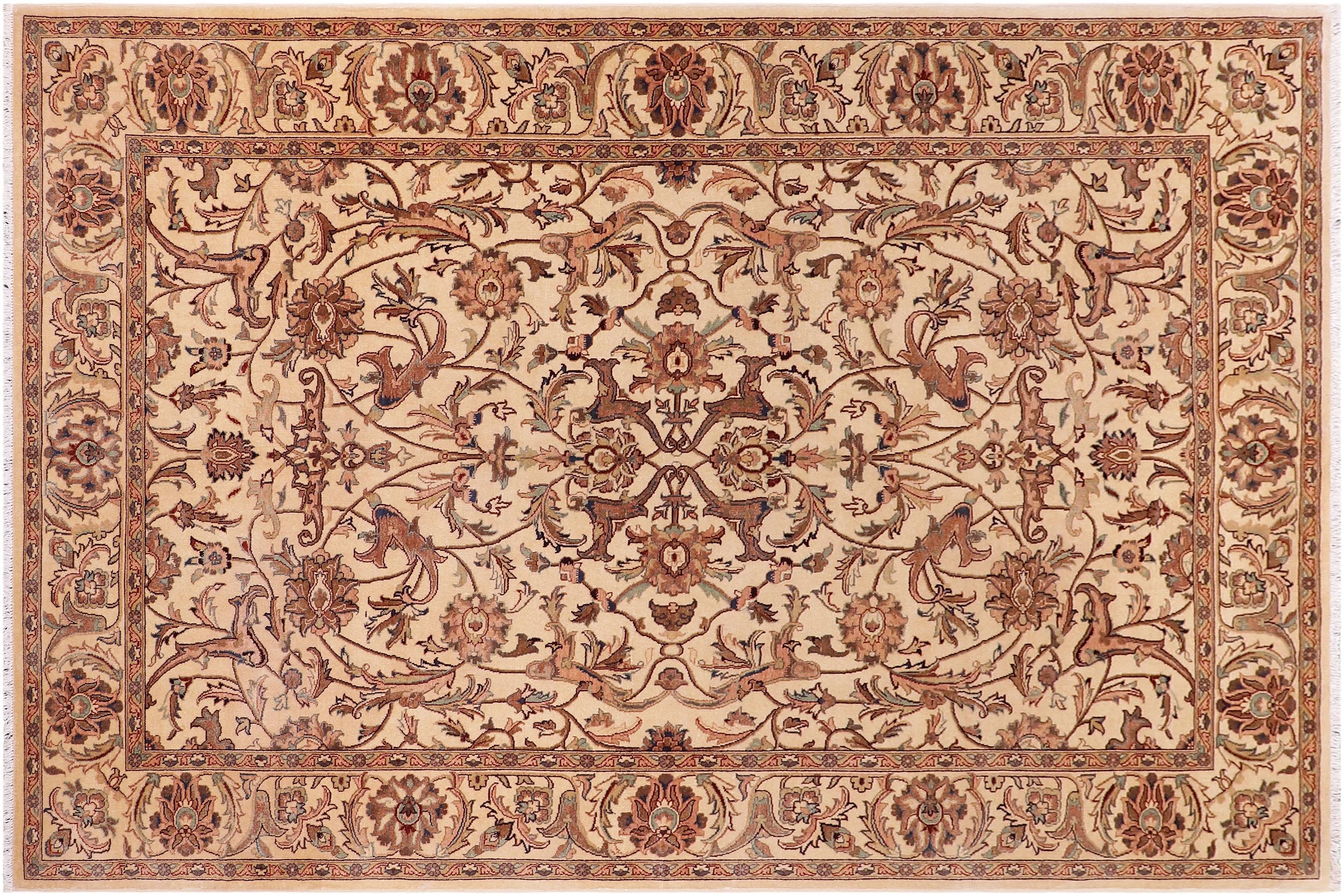 handmade Traditional Kafkaz Ivory Ivory Hand Knotted RECTANGLE 100% WOOL area rug 6' x 9'