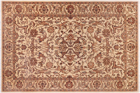 handmade Traditional Kafkaz Ivory Ivory Hand Knotted RECTANGLE 100% WOOL area rug 6' x 9'