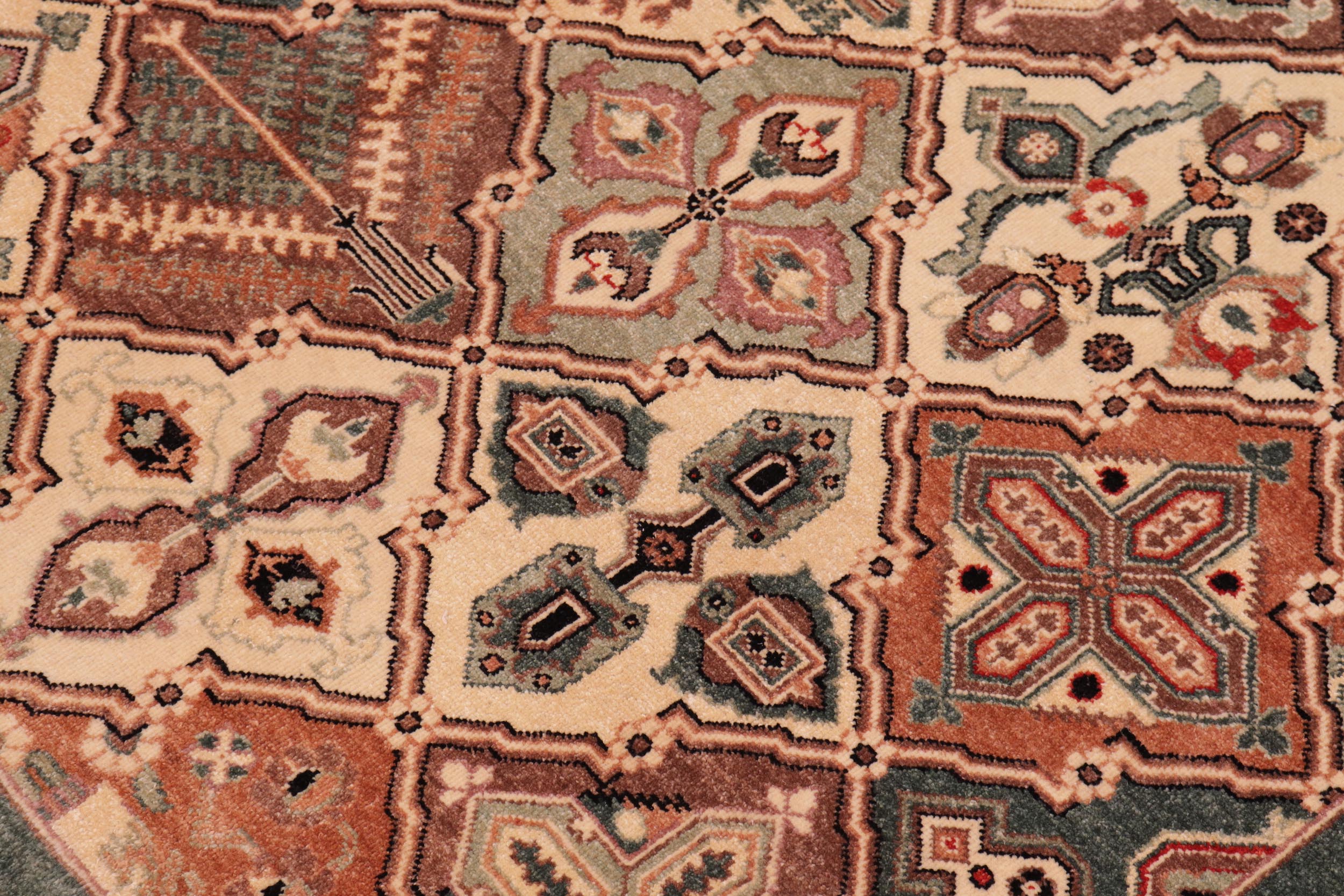 handmade Transitional  Green Multi Hand Knotted RECTANGLE 100% WOOL area rug 6' x 9'