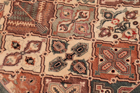 handmade Transitional  Green Multi Hand Knotted RECTANGLE 100% WOOL area rug 6' x 9'