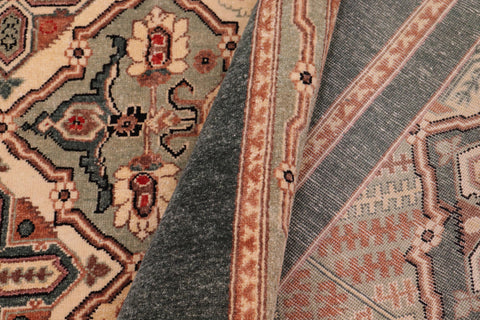 handmade Transitional  Green Multi Hand Knotted RECTANGLE 100% WOOL area rug 6' x 9'
