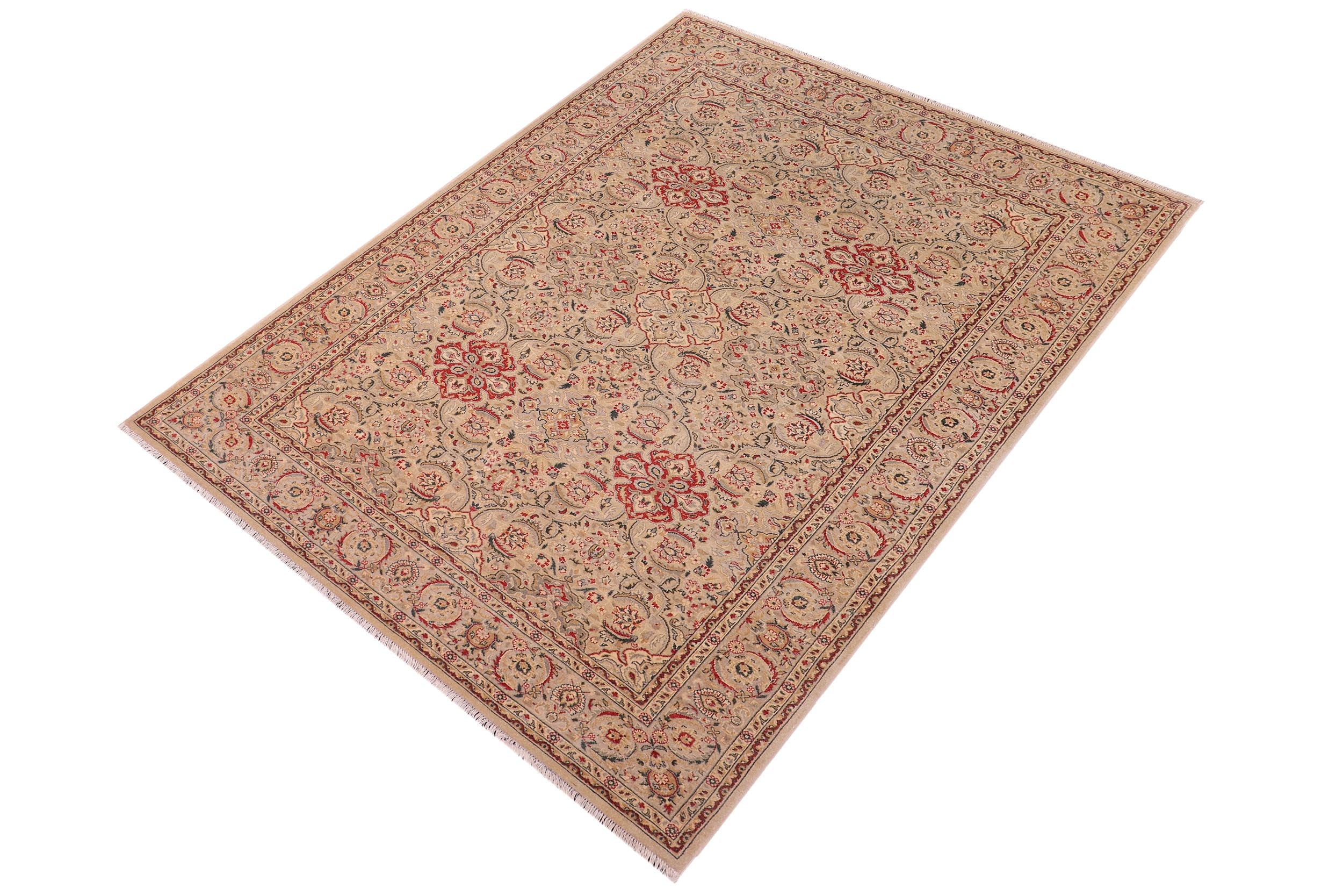 handmade Traditional Tabriz Lt. Gray Lt. Gray Hand Knotted RECTANGLE 100% WOOL area rug 6' x 9'