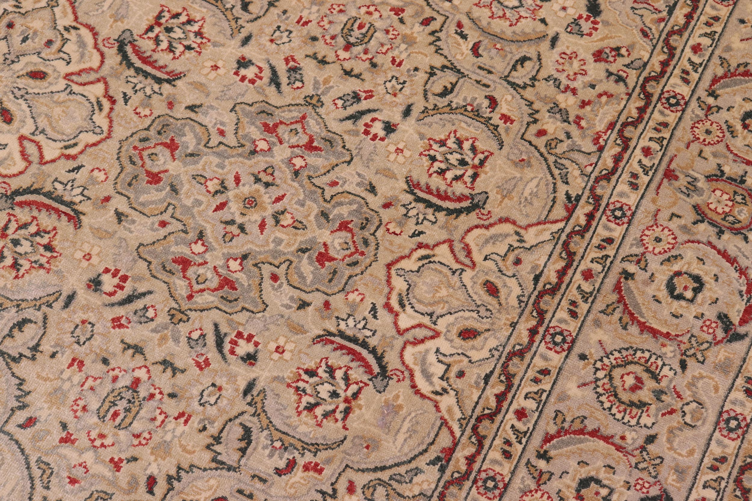 handmade Traditional Tabriz Lt. Gray Lt. Gray Hand Knotted RECTANGLE 100% WOOL area rug 6' x 9'