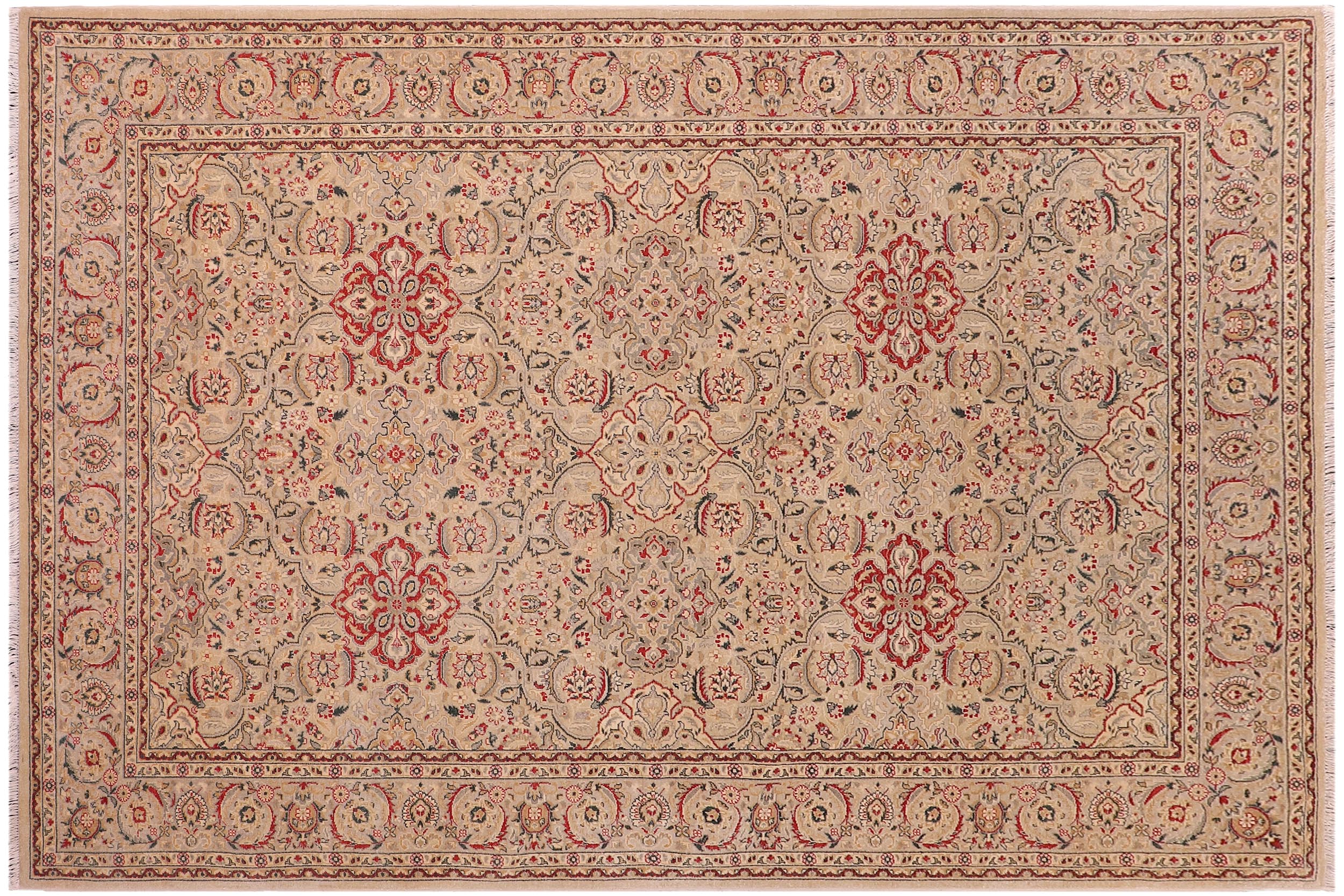 handmade Traditional Tabriz Lt. Gray Lt. Gray Hand Knotted RECTANGLE 100% WOOL area rug 6' x 9'