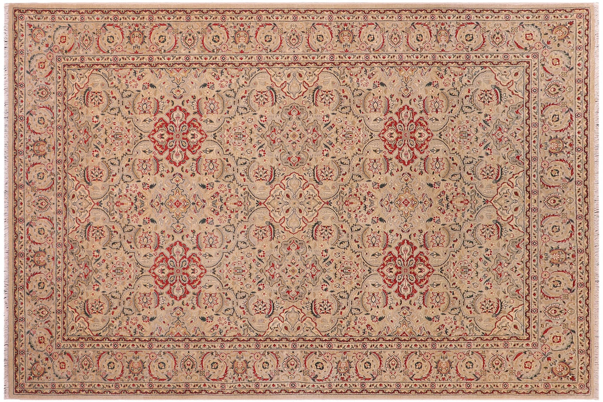 handmade Traditional Tabriz Lt. Gray Lt. Gray Hand Knotted RECTANGLE 100% WOOL area rug 6' x 9'