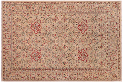 handmade Traditional Tabriz Lt. Gray Lt. Gray Hand Knotted RECTANGLE 100% WOOL area rug 6' x 9'