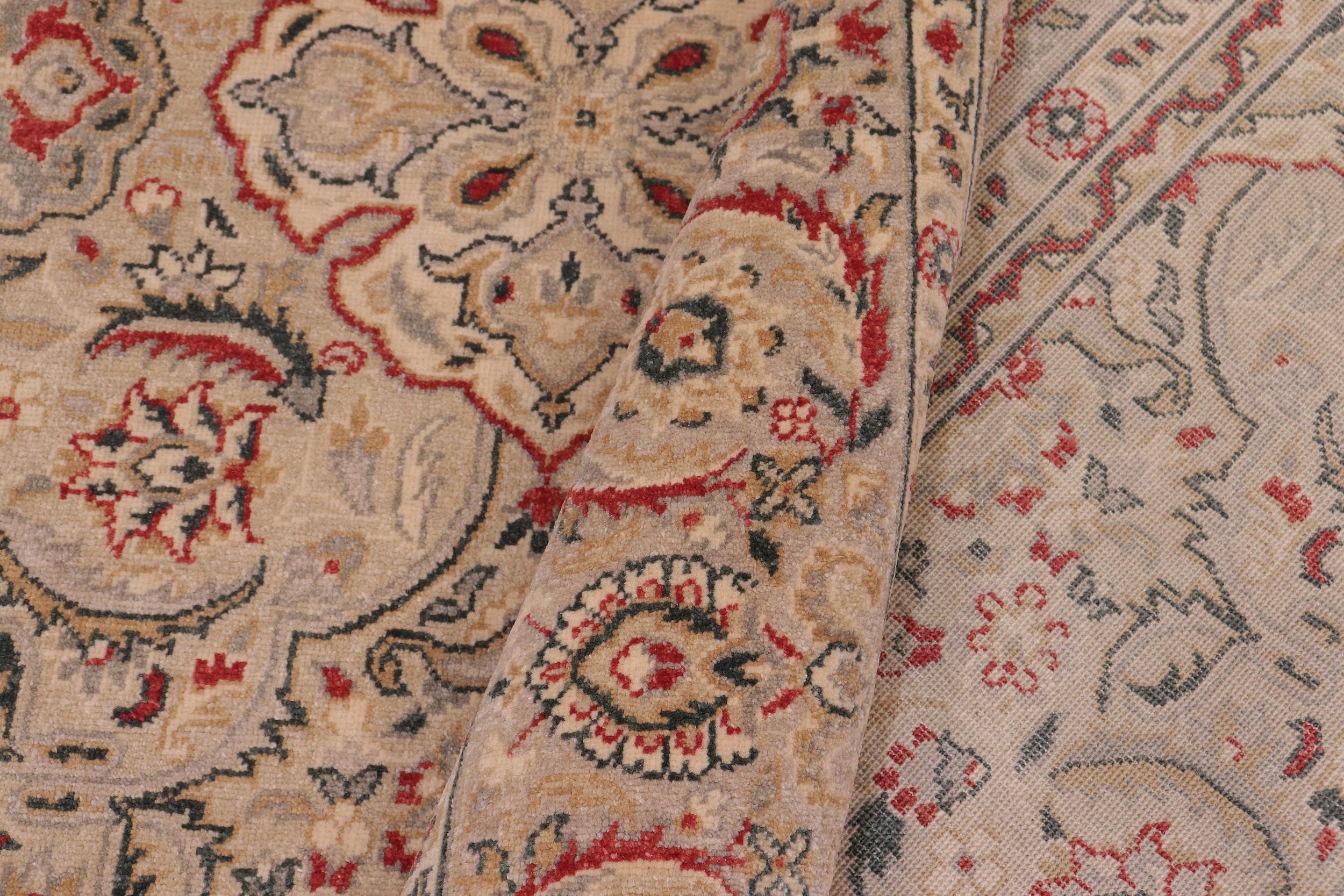 handmade Traditional Tabriz Lt. Gray Lt. Gray Hand Knotted RECTANGLE 100% WOOL area rug 6' x 9'