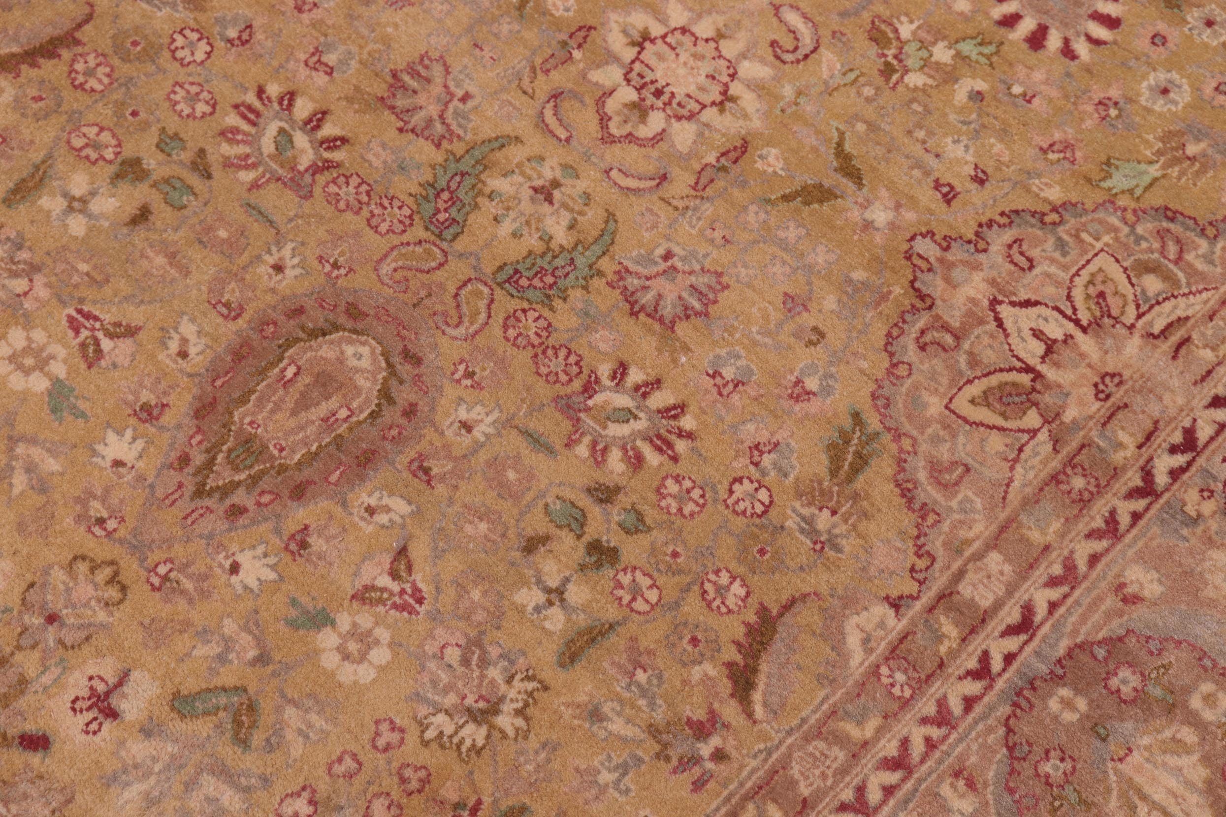 handmade Transitional Sultanabad Gold Gray Hand Knotted RECTANGLE 100% WOOL area rug 6x9
