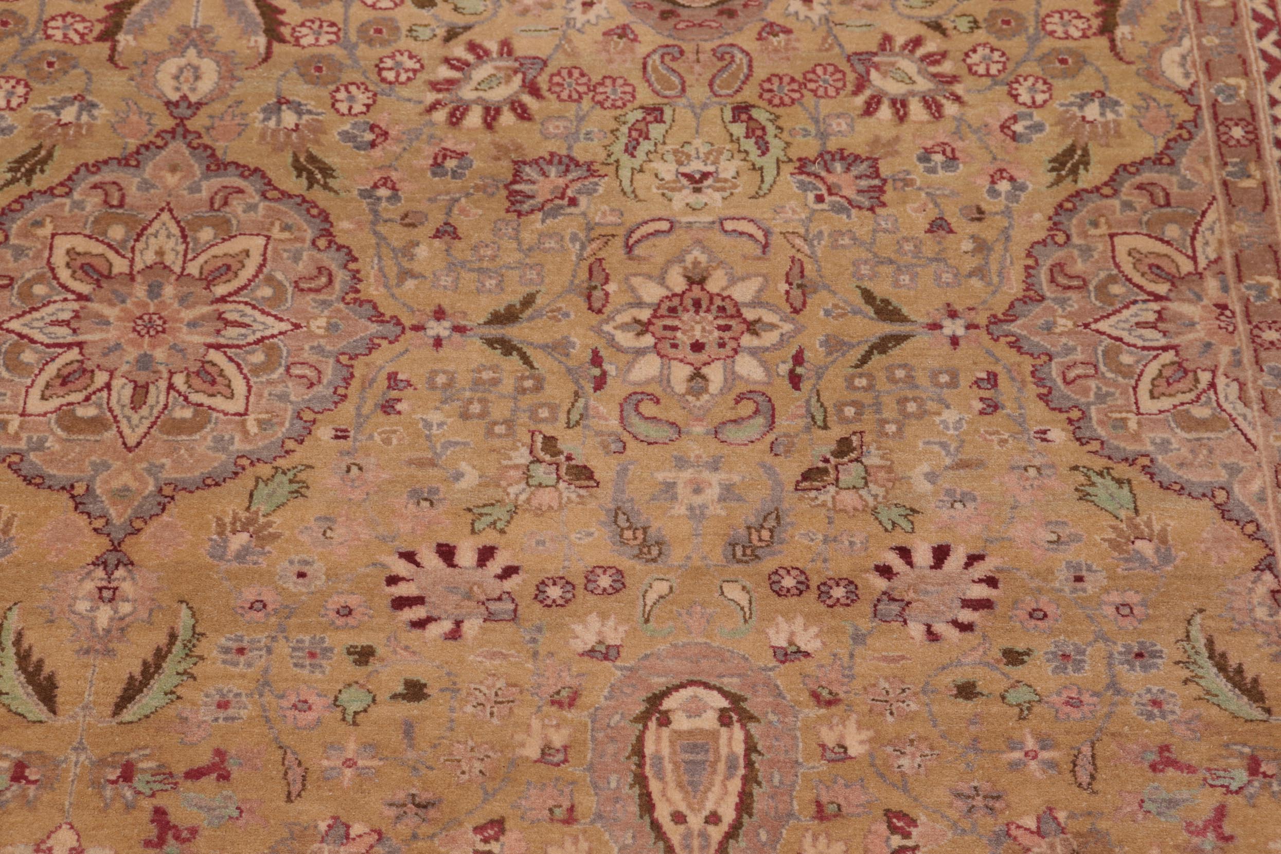 handmade Transitional Sultanabad Gold Gray Hand Knotted RECTANGLE 100% WOOL area rug 6x9
