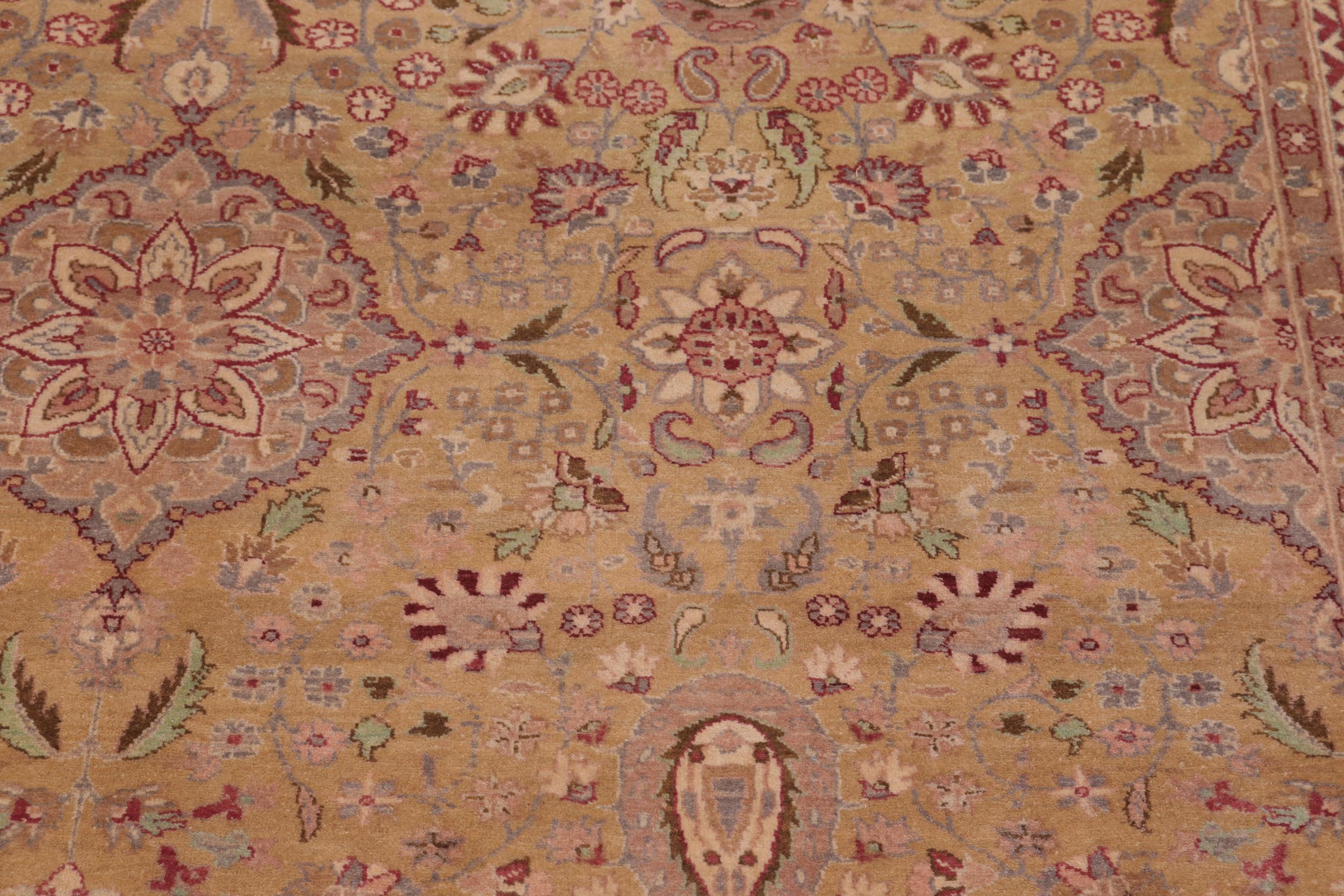 handmade Transitional Sultanabad Gold Gray Hand Knotted RECTANGLE 100% WOOL area rug 6 x 9