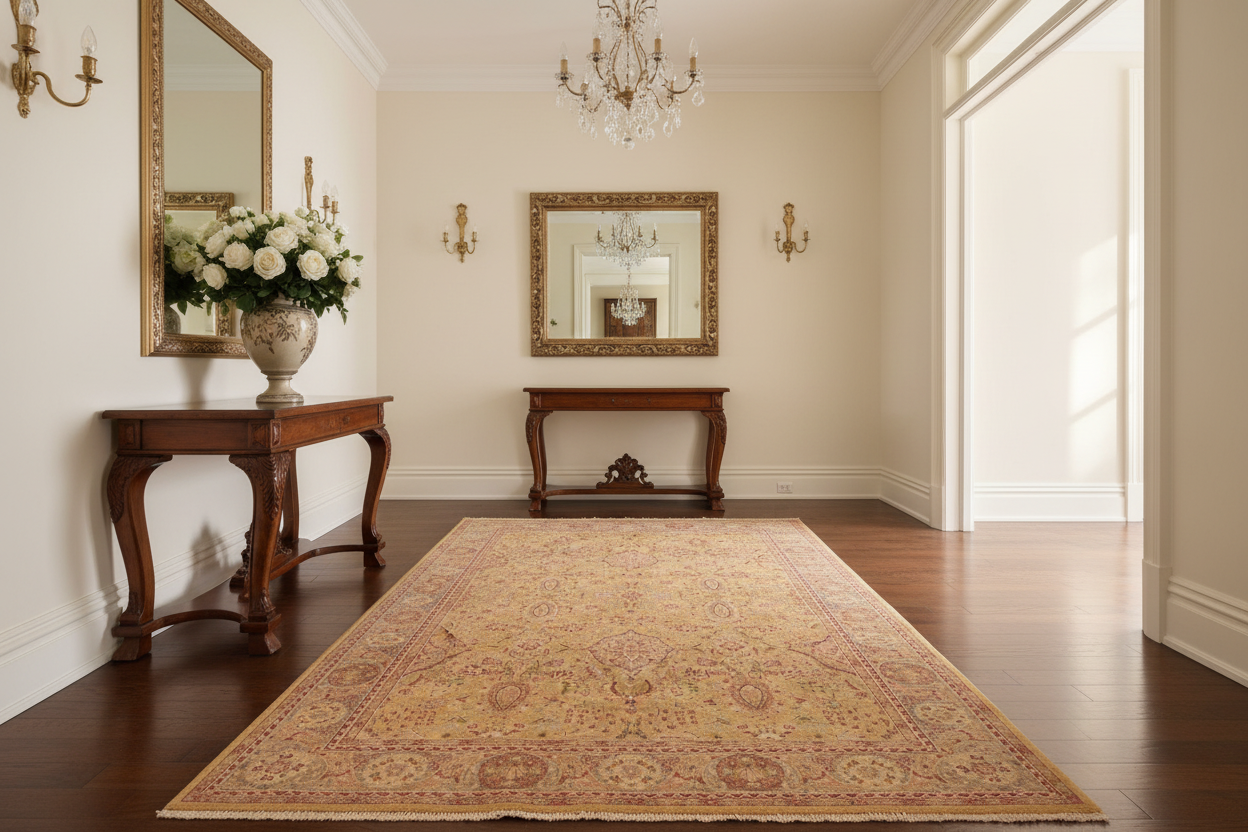 handmade Transitional Sultanabad Gold Gray Hand Knotted RECTANGLE 100% WOOL area rug 6 x 9