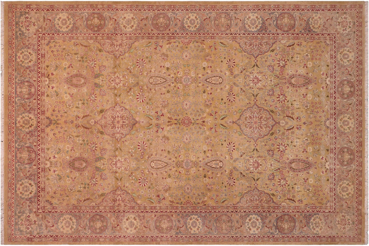 handmade Transitional Sultanabad Gold Gray Hand Knotted RECTANGLE 100% WOOL area rug 6 x 9