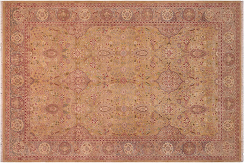 handmade Transitional Sultanabad Gold Gray Hand Knotted RECTANGLE 100% WOOL area rug 6 x 9