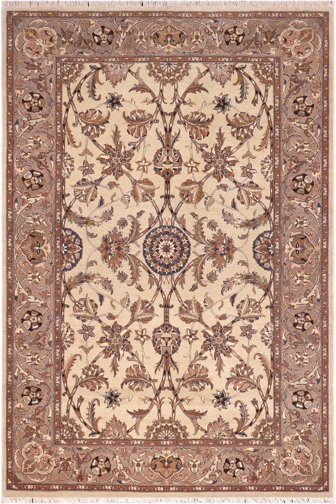 handmade Traditional Lahore Tan Lt. Brown Hand Knotted RECTANGLE 100% WOOL area rug 6'X9'
