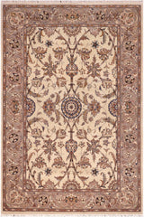 handmade Traditional Lahore Tan Lt. Brown Hand Knotted RECTANGLE 100% WOOL area rug 6'X9'