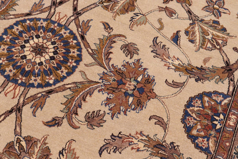 handmade Traditional Lahore Tan Lt. Brown Hand Knotted RECTANGLE 100% WOOL area rug 6' x 9'