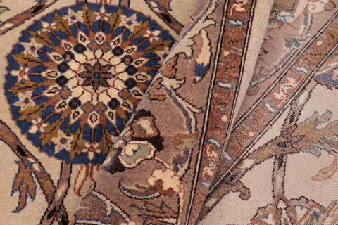 handmade Traditional Lahore Tan Lt. Brown Hand Knotted RECTANGLE 100% WOOL area rug 6' x 9'