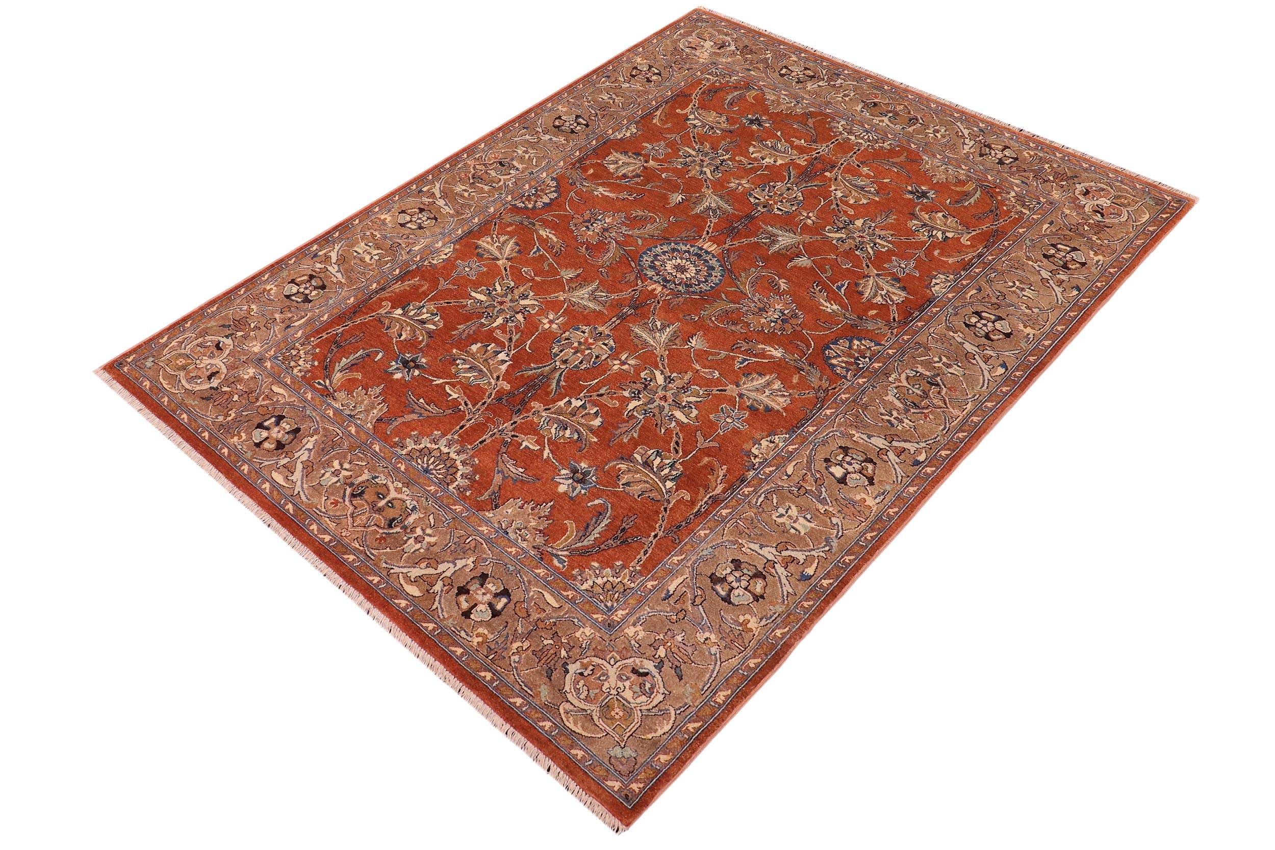 handmade Traditional Kafkaz Rust Lt. Brown Hand Knotted RECTANGLE 100% WOOL area rug 6' x 9'