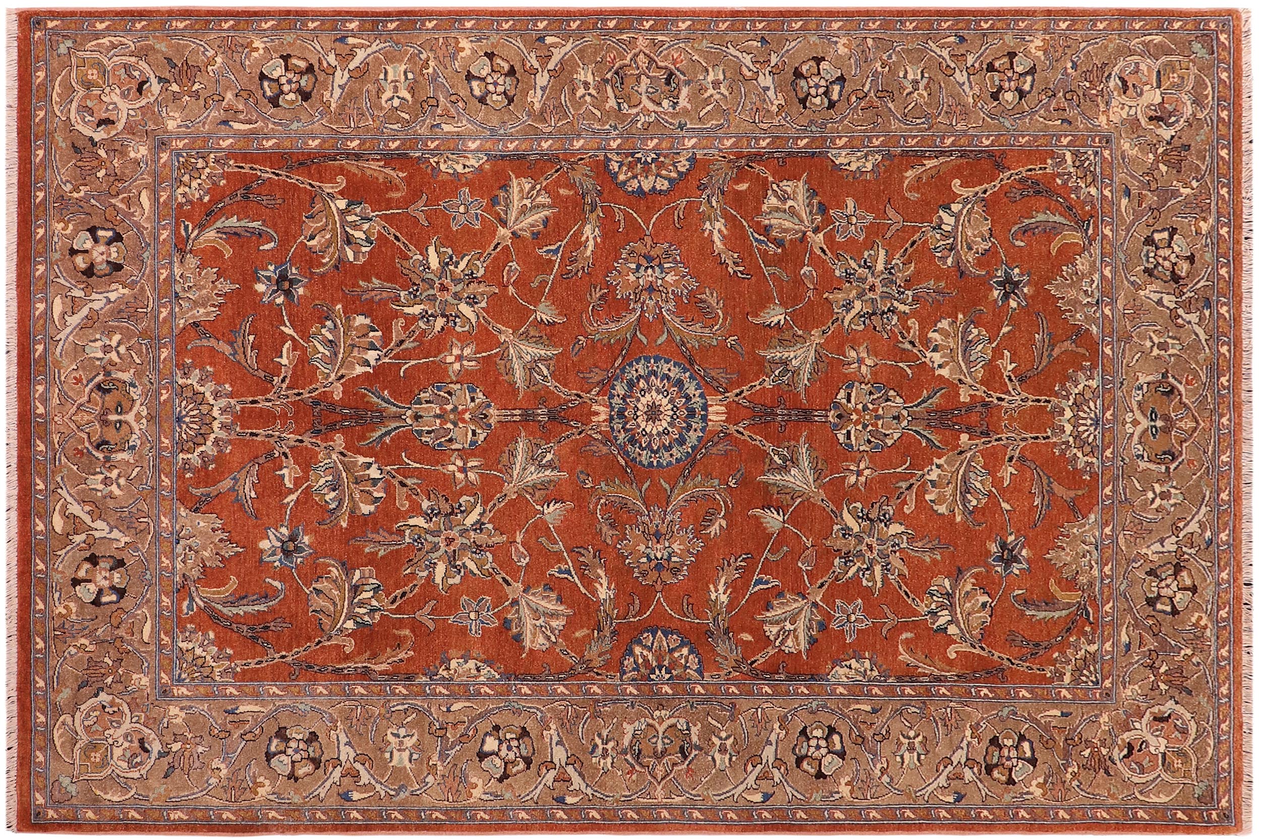 handmade Traditional Kafkaz Rust Lt. Brown Hand Knotted RECTANGLE 100% WOOL area rug 6' x 9'