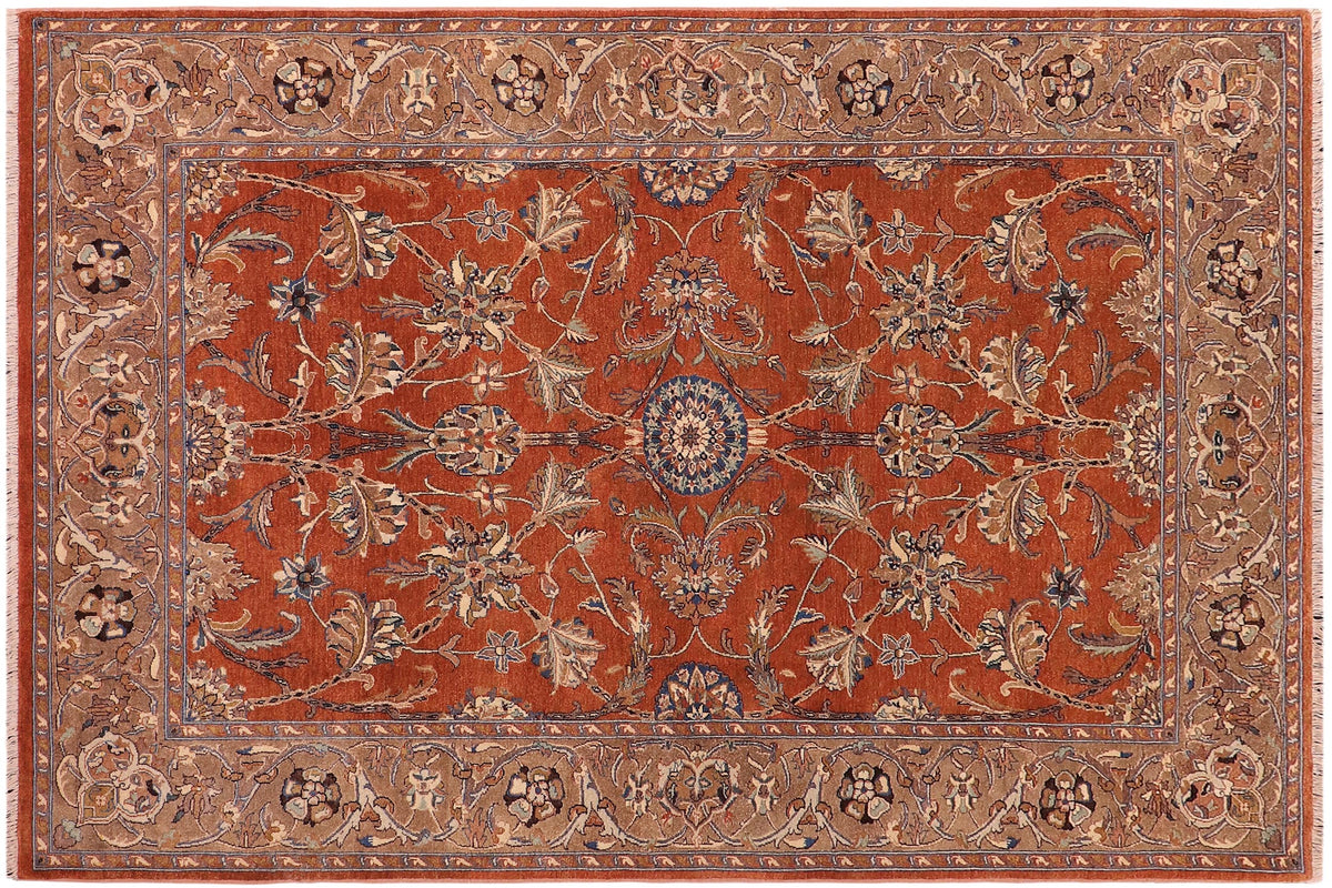 handmade Traditional Kafkaz Rust Lt. Brown Hand Knotted RECTANGLE 100% WOOL area rug 6' x 9'