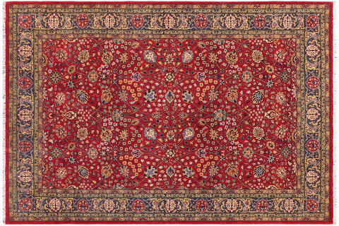 handmade Traditional  Red Teal Blue Hand Knotted RECTANGLE 100% WOOL area rug 6' x 9'