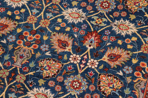 handmade Transitional  Teal Blue Ivory Hand Knotted RECTANGLE 100% WOOL area rug 6' x 9'