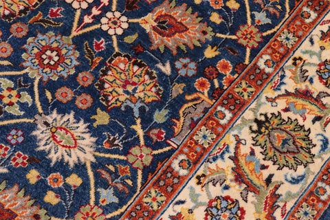 handmade Transitional  Teal Blue Ivory Hand Knotted RECTANGLE 100% WOOL area rug 6' x 9'