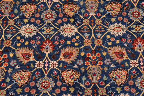 handmade Transitional  Teal Blue Ivory Hand Knotted RECTANGLE 100% WOOL area rug 6' x 9'