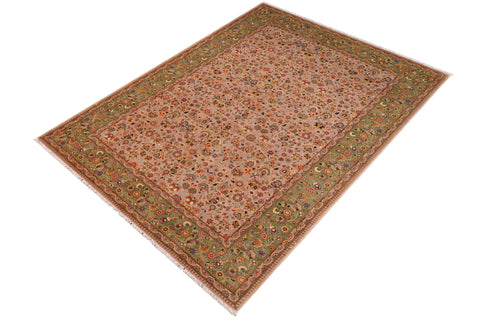 handmade Transitional  Lt. Gray Lt. Green Hand Knotted RECTANGLE 100% WOOL area rug 6' x 9'