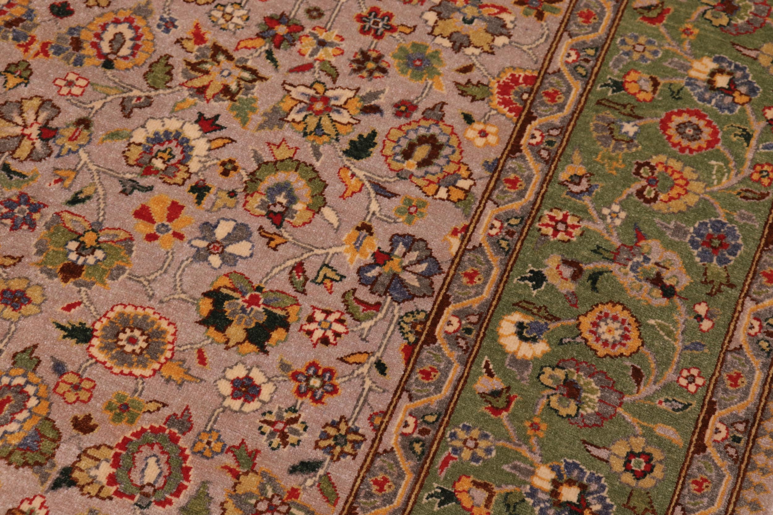 handmade Transitional  Lt. Gray Lt. Green Hand Knotted RECTANGLE 100% WOOL area rug 6' x 9'