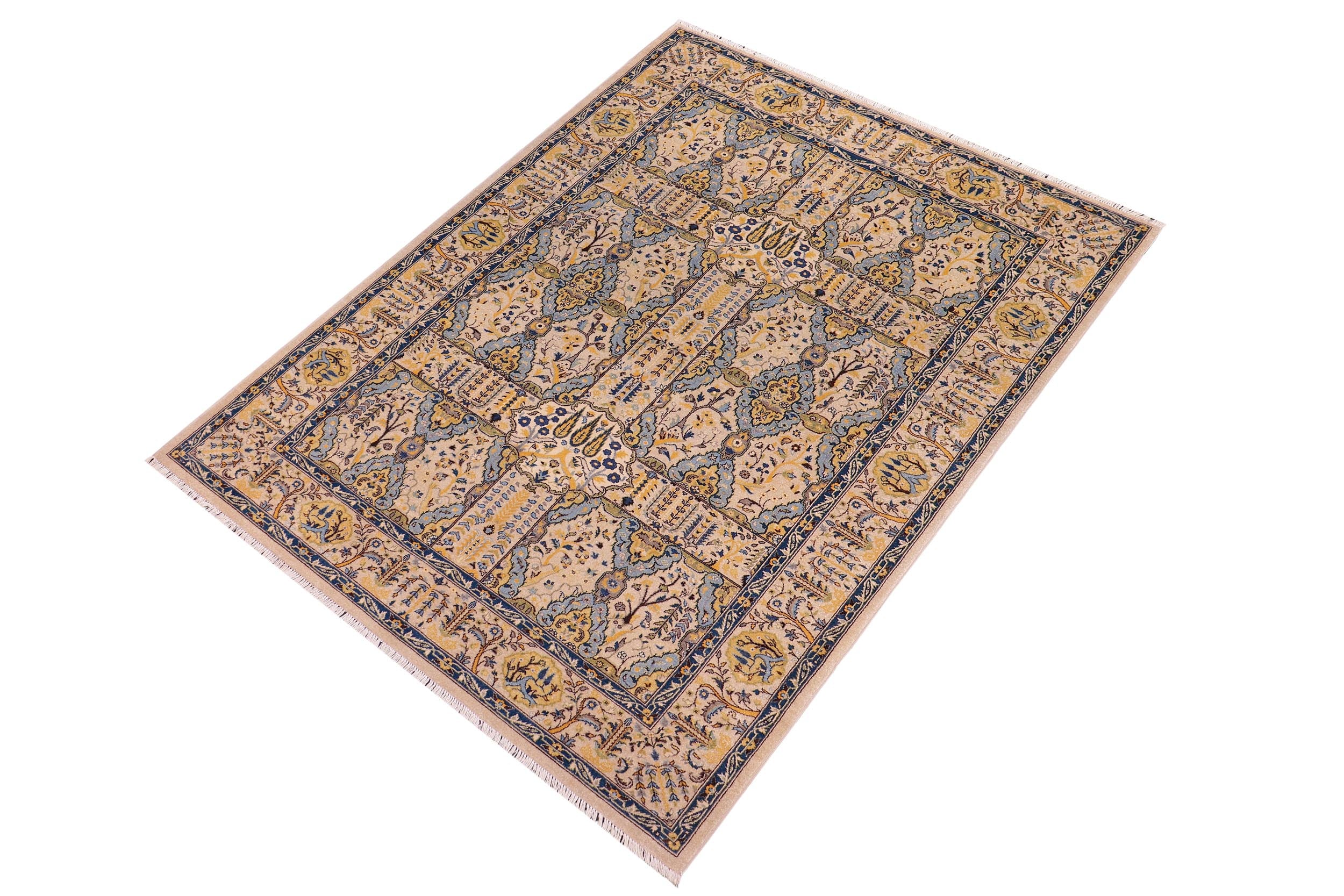 handmade Transitional Design Lt. Gray Lt. Gray Hand Knotted RECTANGLE 100% WOOL area rug 6' x 9'