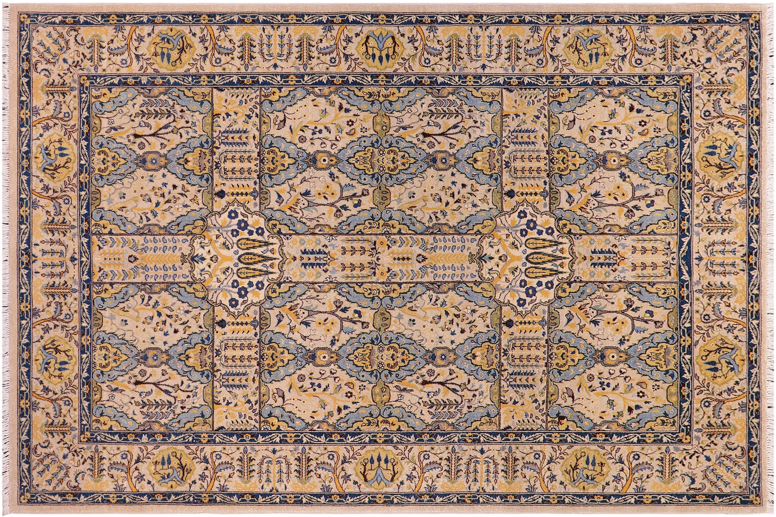 handmade Transitional Design Lt. Gray Lt. Gray Hand Knotted RECTANGLE 100% WOOL area rug 6' x 9'