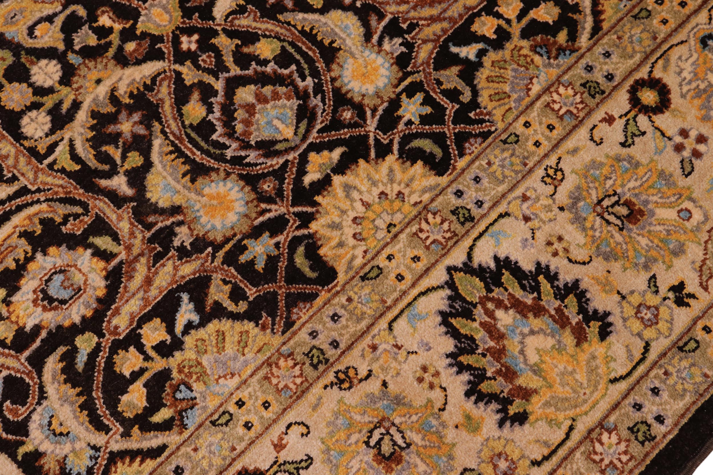 handmade Traditional  Brown Tan Hand Knotted RECTANGLE 100% WOOL area rug 6' x 9'