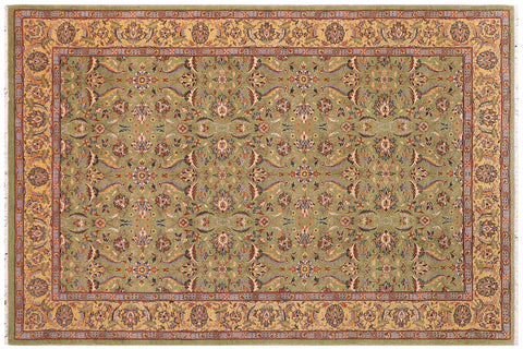 handmade Transitional Lahore Lt. Green Lt. Green Hand Knotted RECTANGLE 100% WOOL area rug 6' x 9'