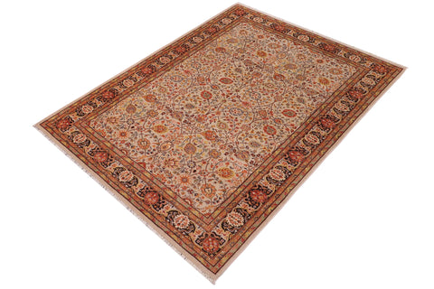 handmade Traditional  Tan Charcoal Hand Knotted RECTANGLE 100% WOOL area rug 6' x 9'