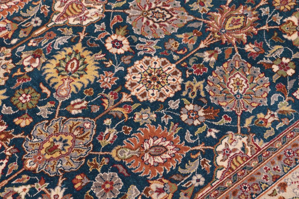 handmade Traditional Design Teal Blue Ivory Hand Knotted RECTANGLE 100% WOOL area rug 6'X9'