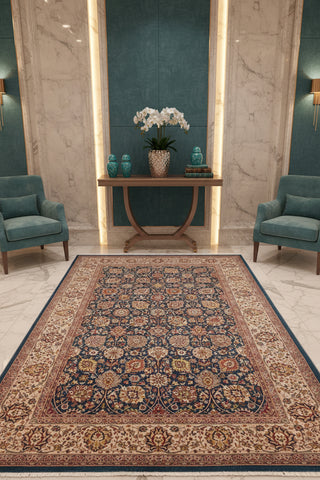 handmade Traditional Design Teal Blue Ivory Hand Knotted RECTANGLE 100% WOOL area rug 6'X9'