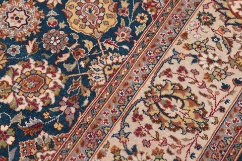 handmade Traditional Design Teal Blue Ivory Hand Knotted RECTANGLE 100% WOOL area rug 6'X9'