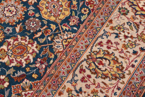 handmade Transitional Design Teal Blue Ivory Hand Knotted RECTANGLE 100% WOOL area rug 6' x 9'