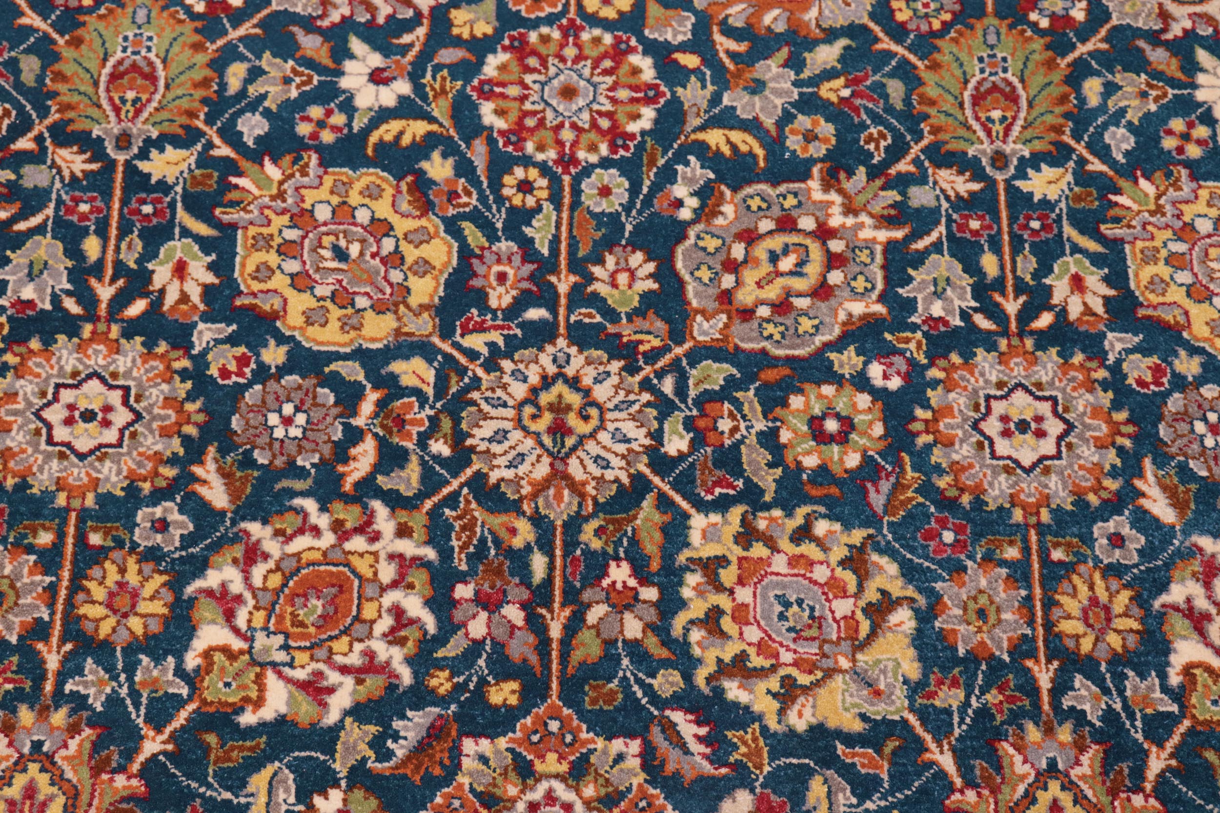 handmade Transitional Design Teal Blue Ivory Hand Knotted RECTANGLE 100% WOOL area rug 6' x 9'