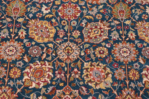 handmade Transitional Design Teal Blue Ivory Hand Knotted RECTANGLE 100% WOOL area rug 6' x 9'