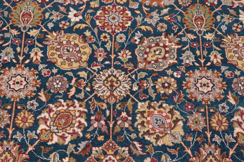 handmade Traditional Design Teal Blue Ivory Hand Knotted RECTANGLE 100% WOOL area rug 6'X9'